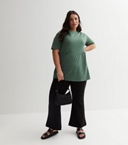 New Look Curves Dark Green Jersey Short Sleeve Peplum T-Shirt